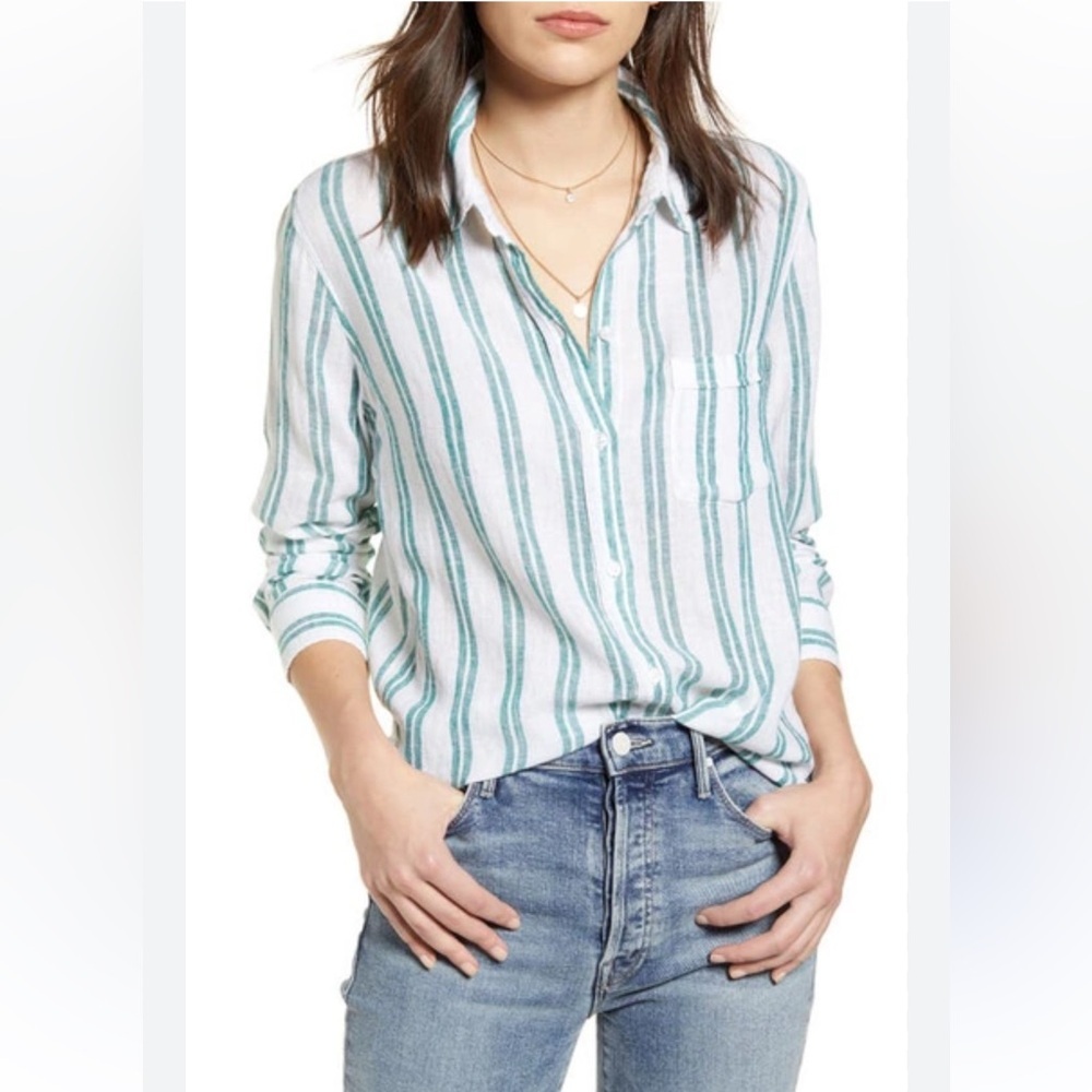 Rails Charli Button Down Shirt Cordova Stripe Gre… - image 5